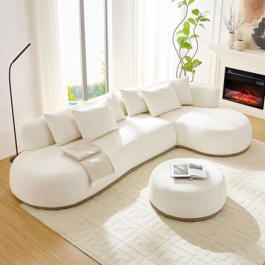 134.63'' Oversized L-Shape Sectional Sectional with Ottoman Sectional with Right-Facing Chaise Beige Sectional with Deep Seat - detail view 3