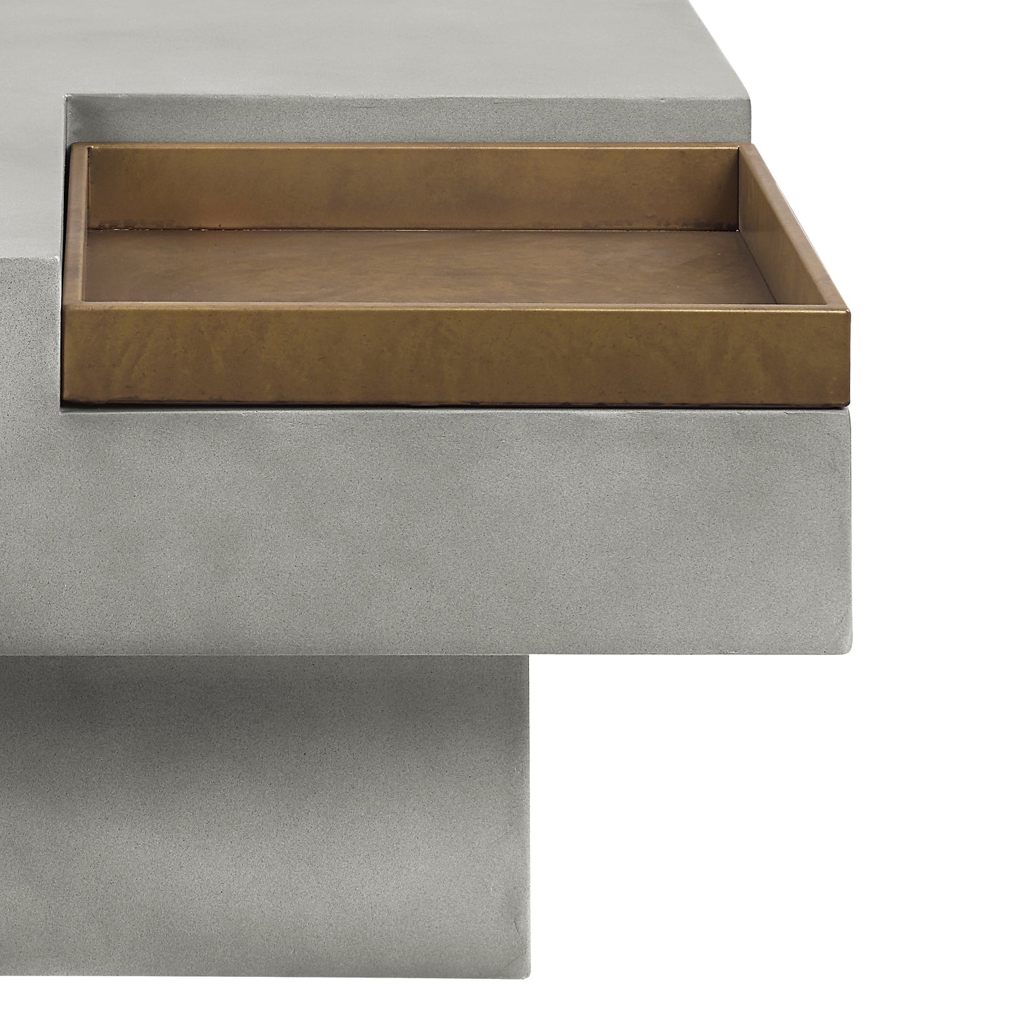Weathered Grey Coffee Table with Square Top and Pedestal Base