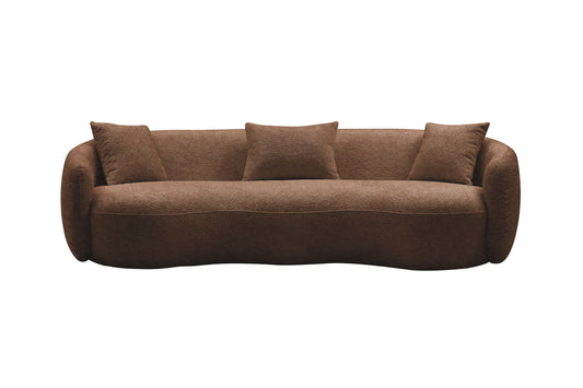 Mid Century Modern Curved Sofa in Boucle-Teddy-Sherpa Fabric