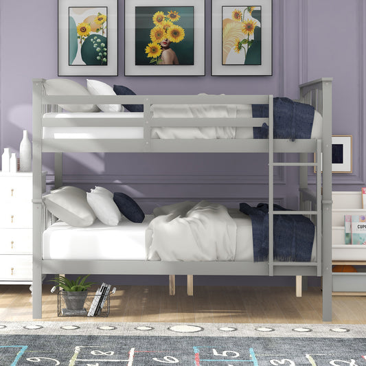 Full over Full Bunk Bed with Ladder - Gray - detail view 2