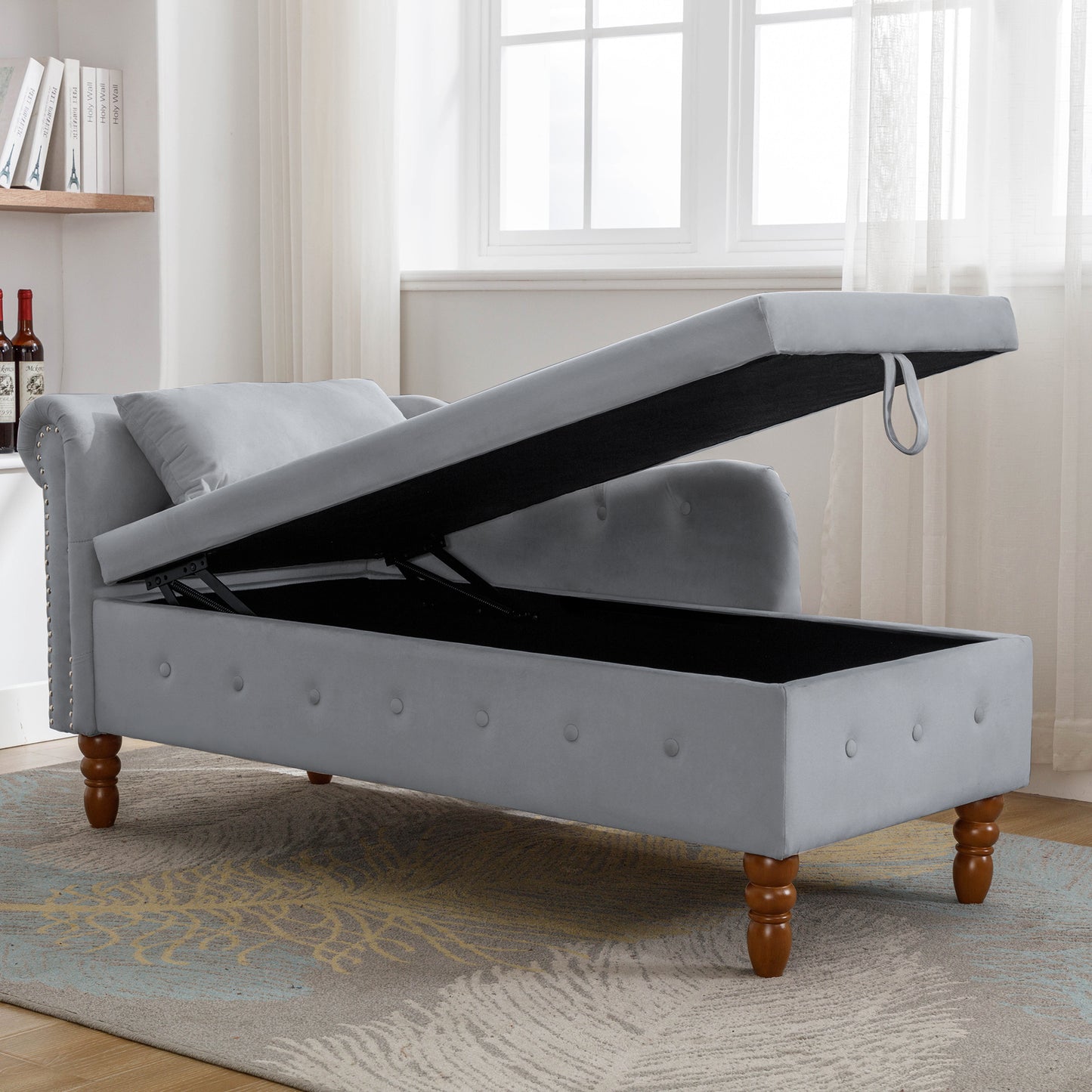 Grey Chaise Lounge Indoor - detail view 8