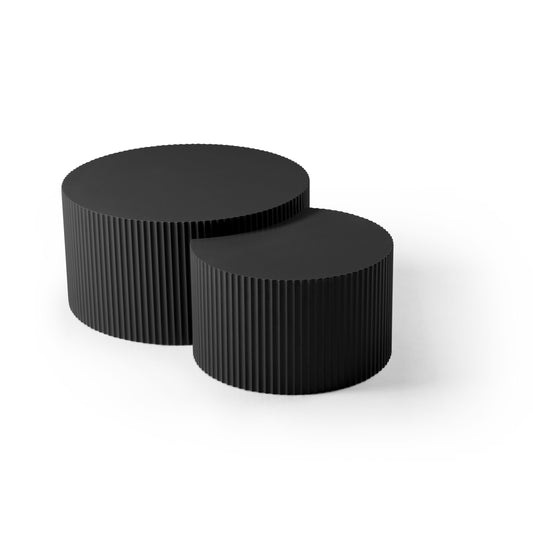 Black Nesting Table Set of 2 Round and Half Moon Shapes - primary color shot