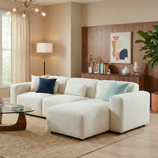 Haledon 3-Piece Sand Boucle Right Sectional Sofa - detail view 2