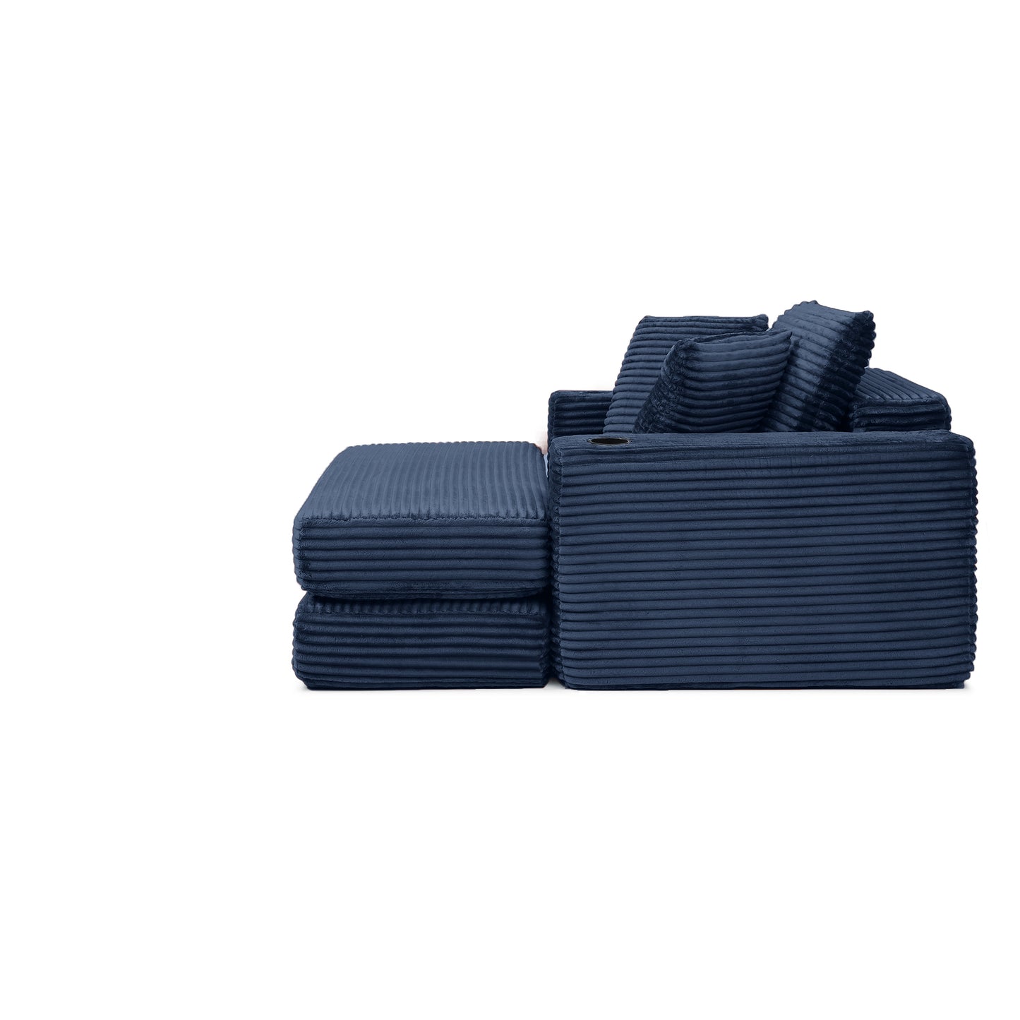 52" Boneless Chaise Lounge Chair Indoor-Oversized Cloud-Like Cozy Comfy Modular 3-in-1 Sofa Bed for Reading - Blue - detail view 8