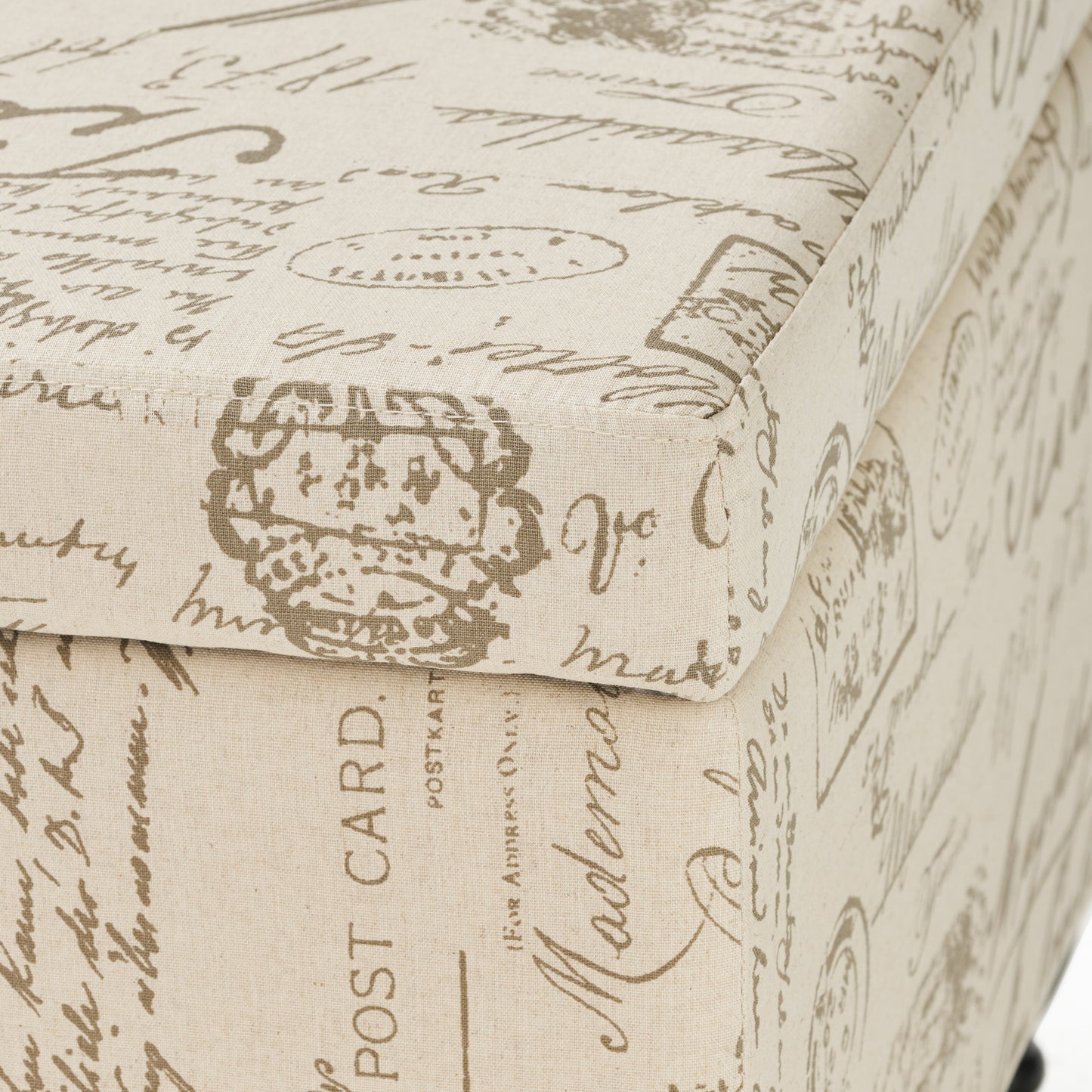 Parisian French Script Storage Ottoman
