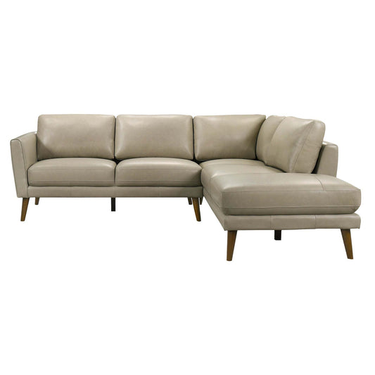 Benson Beige Leather Sectional Sofa with Right Facing Chaise Mid-Century Modern Design - primary color shot