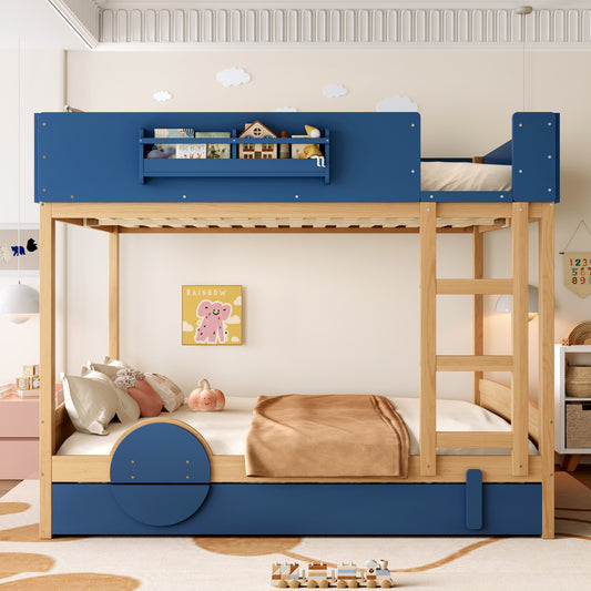 Queen Bunk Bed with Trundle - Blue,natural - detail view 2