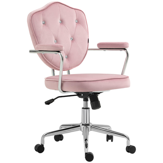 Vale Velvet Button Tufted Office Chair, Pink