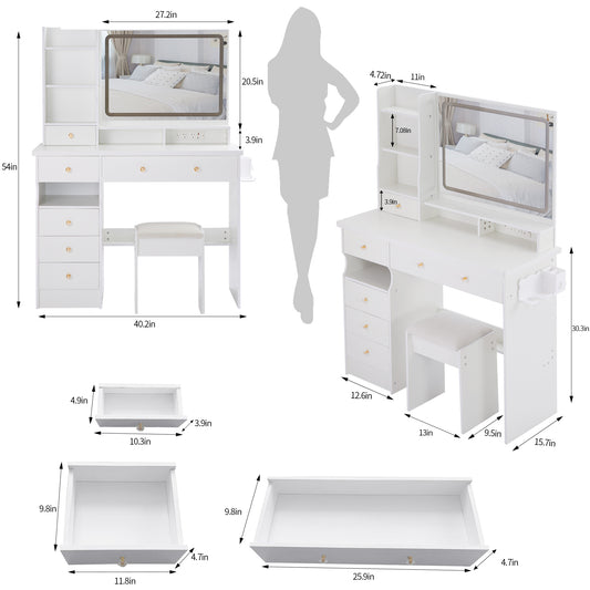 Charlene 41' Large Size Left Bedside Cabinet Vanity Table Set