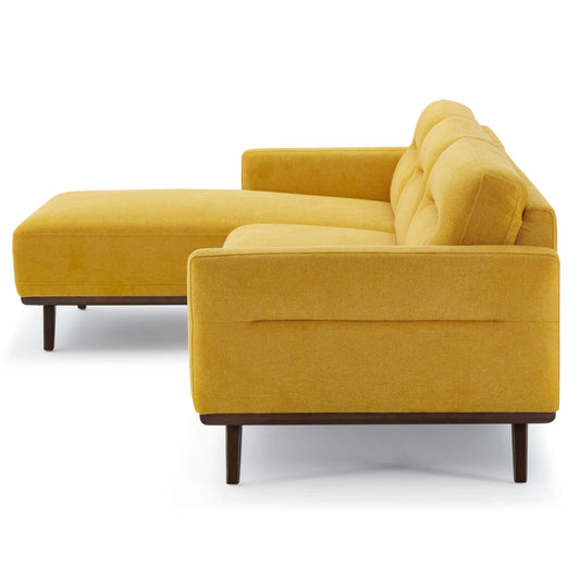 Ella L-Shaped Dark Yellow Linen Left Sectional Couch with High-Density Foam - primary color shot