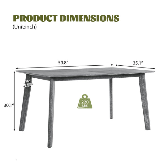Retro Dining Table, Kitchen Room Table for 6, Minimalist Rectangular Dinette Table for Dining Room and Kitchen, Rubberwood Legs - detail view 2