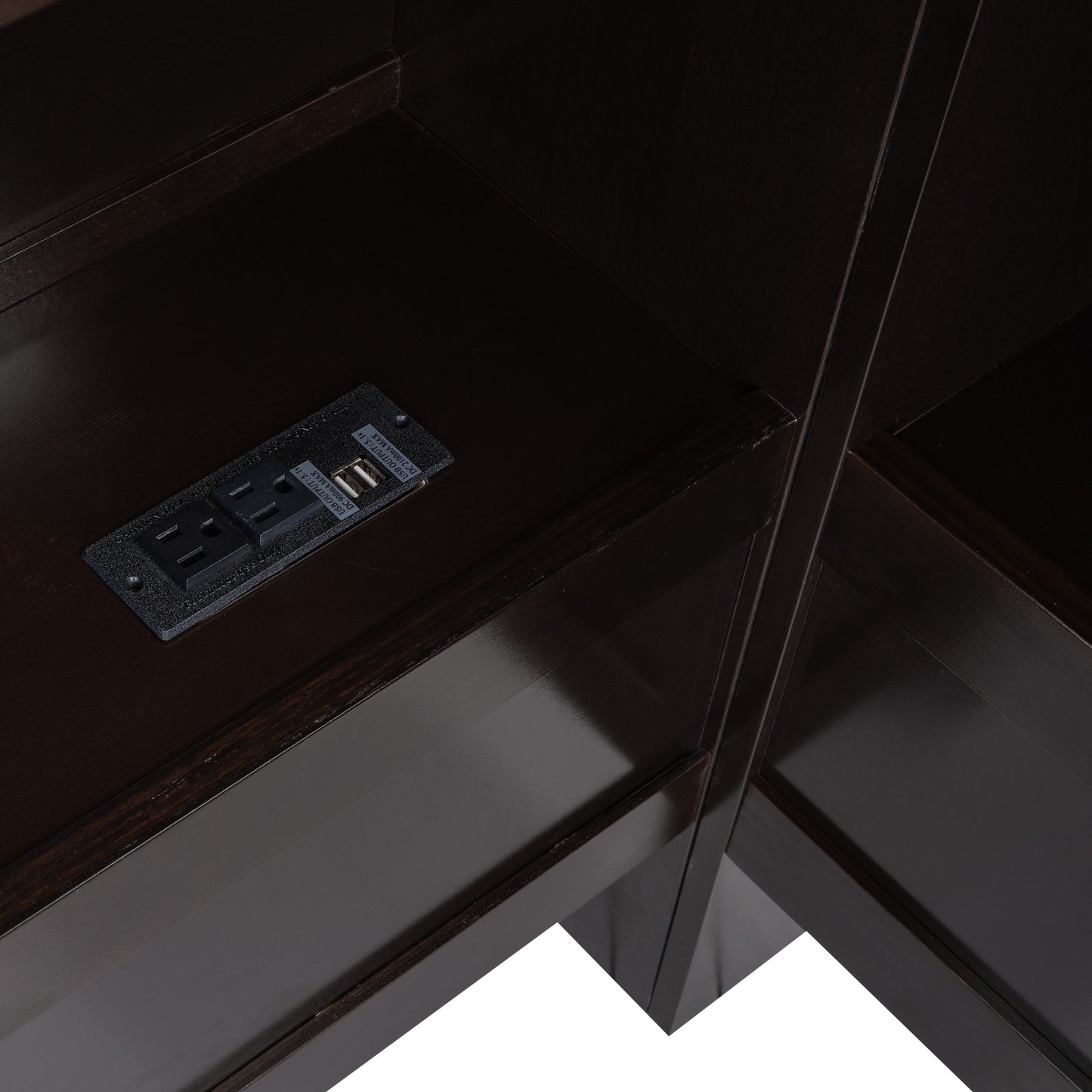 Elsinore Wooden Twin Size Daybed with Storage Cabinets and USB Ports, Espresso