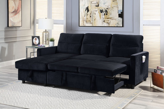 Ivy Black Reversible Sleeper Sectional Sofa