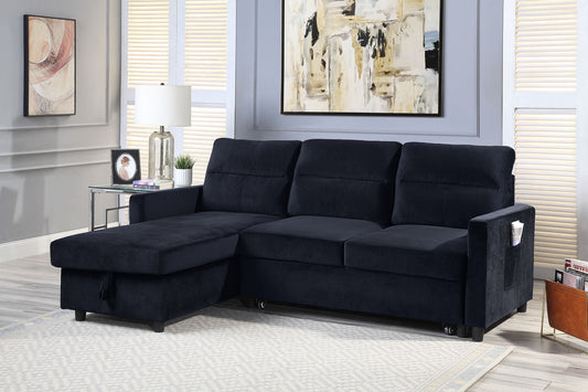 Ivy Black Reversible Sleeper Sectional Sofa