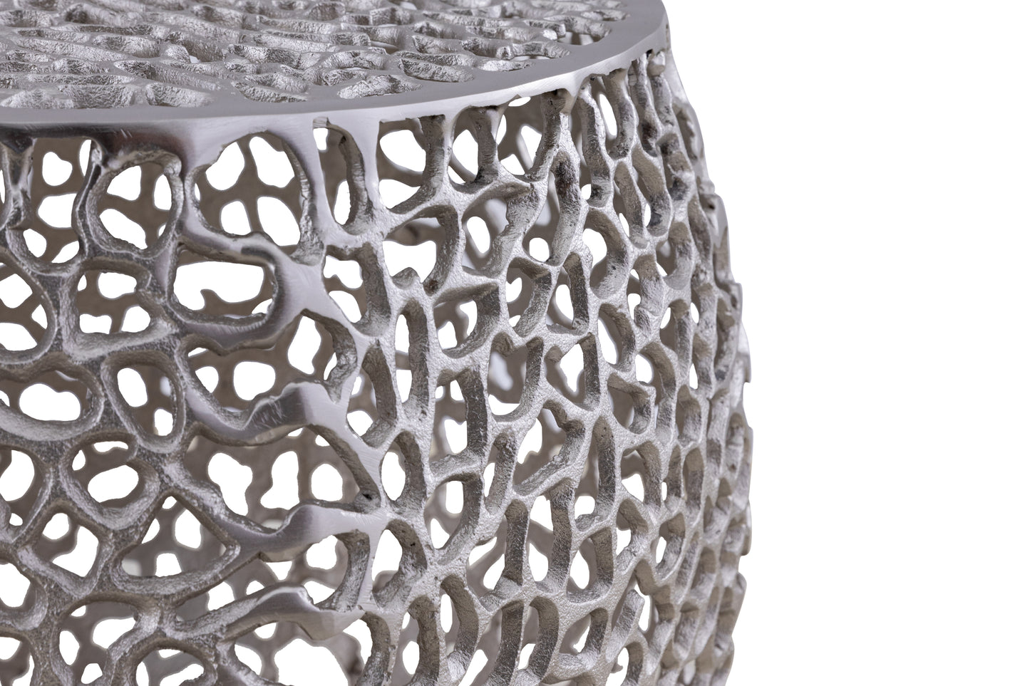 Azriel Aluminum Mesh Side Table, Silver