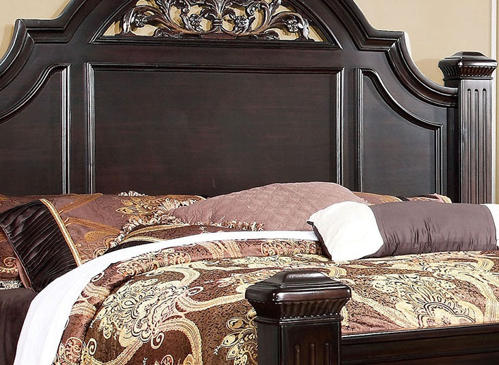 Syracuse Dark Walnut Finish Queen Poster Bed