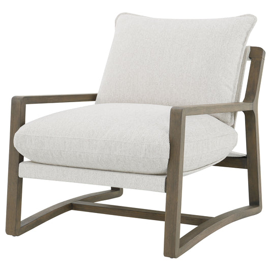 Geneva Boucle Upholstered Wooden Arm Chair, SAnd