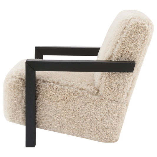 Fitzroy Faux Fur Upholstered Arm Chair - Latte