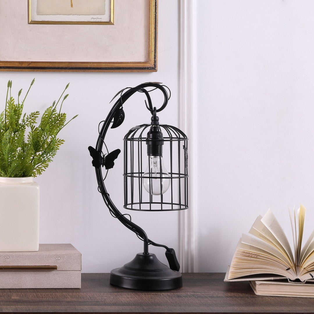 Iris Black Butterfly Garden Metal Table Lamp