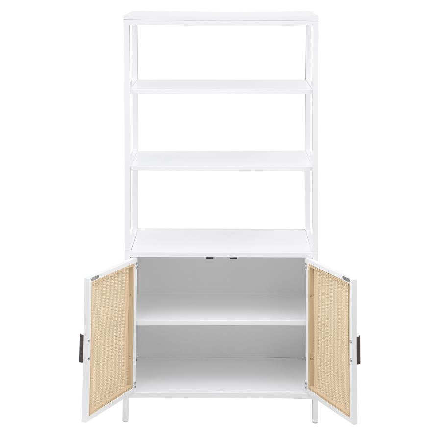 Amherst 3-shelf Radio Weave Cane Metal Accent Cabinet White
