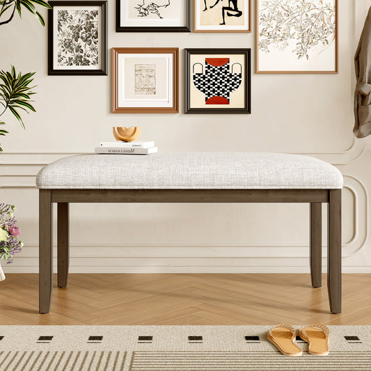 Upholstered Bench - Beige+brown - detail view 2