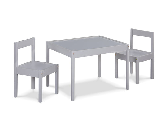 Della 3-Piece Solid Wood Kids Table & Two Chair Set, Gray