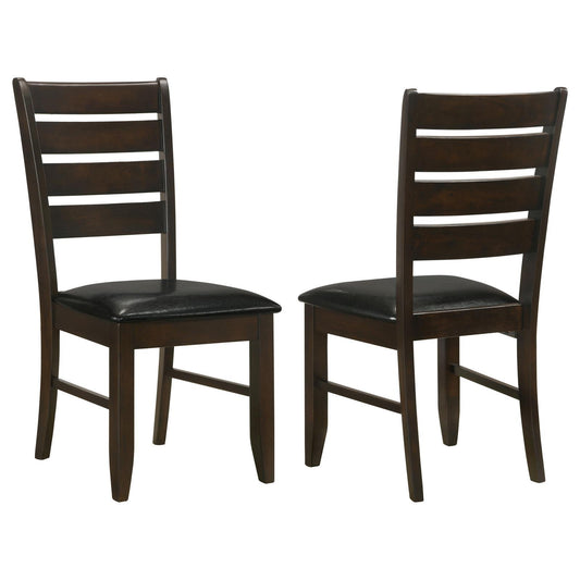 Cappuccino and Black Padded Seat Side Chairs Set of 2