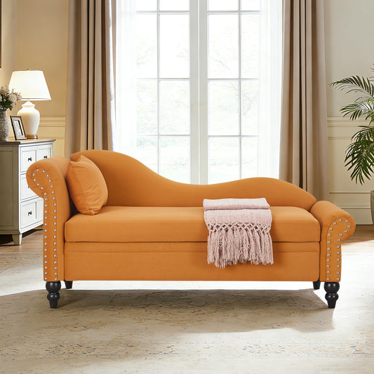 64" Modern Velvet Chaise Lounge - Yellow - detail view 2