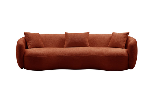 Mid Century Modern Curved Sofa with Boucle Fabric