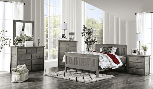 Rockwall Solid Wood Plank Style Queen Bedroom Set - Weathered Gray