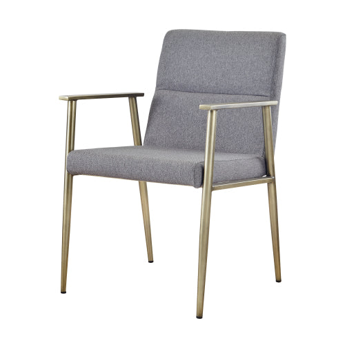 Modrest Sabri Contemporary Grey & Antique Brass Arm Dining Chair
