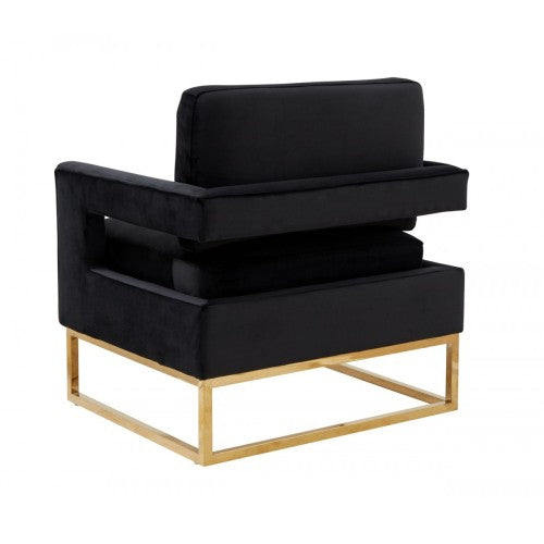 Modrest Edna Modern Black Velvet & Gold Accent Chair