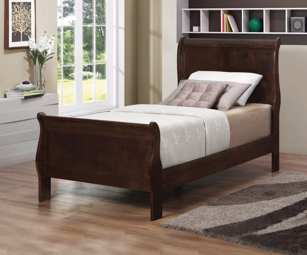Wyoming Classic Cappuccino Finish Twin Sleigh Bedroom Set