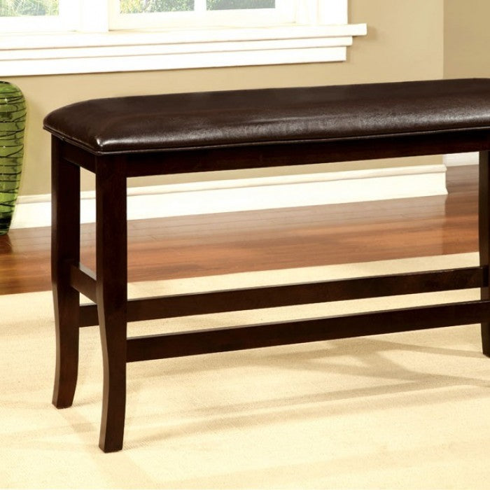 FOA Woodside Transitional Faux Leather Counter Height Dining Bench - Espresso