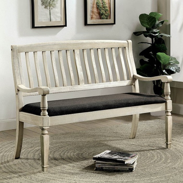 FOA Georgia Transitional Curved Armrest Loveseat Bench