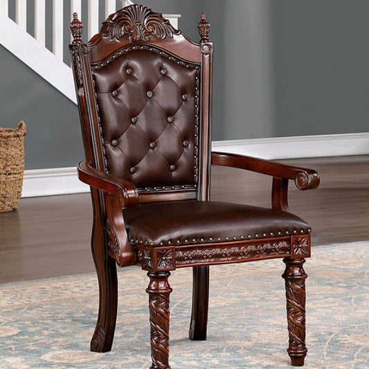 FOA Canyonville Collection Traditional Faux Wood Carved Arm Chair