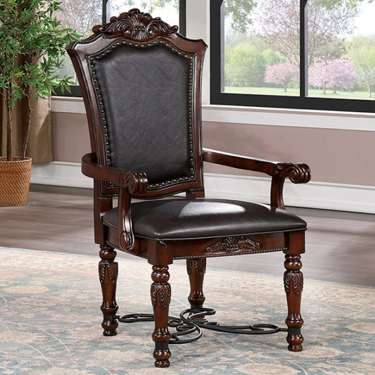 FOA Picardy Collection Traditional Faux Wood Carved Arm Chair