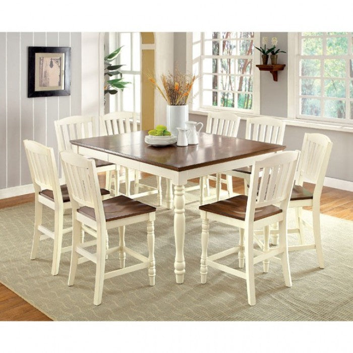 FOA Harrisburg Transitional Vintage White Counter Height Dining Chair - Set of 2
