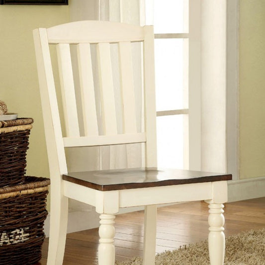 FOA Harrisburg Transitional Vintage White Dining Side Chair - Set of 2