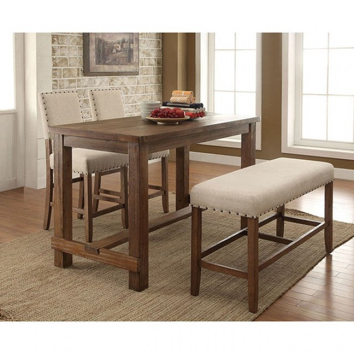 FOA Sania Industrial Tobacco Oak Counter Height Dining Bench