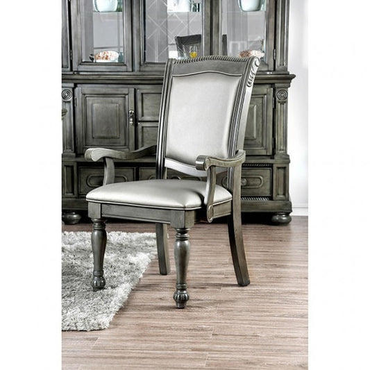 FOA Alpena Transitional Faux Leather Set of 2 Dining Arm Chair