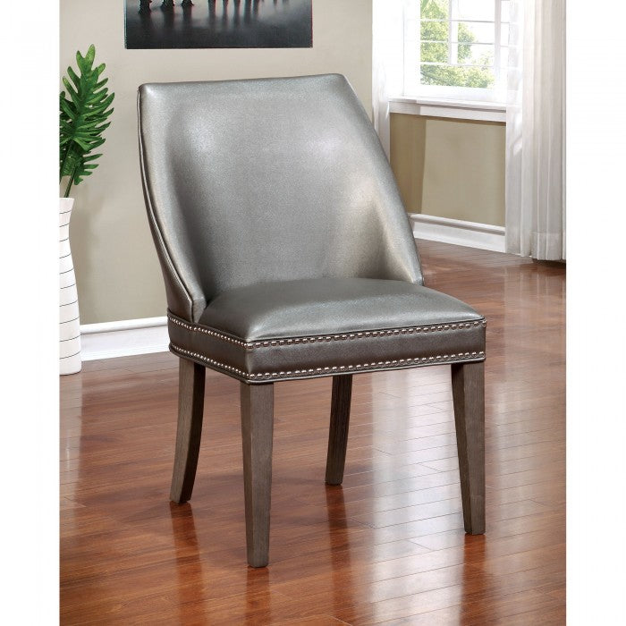 FOA Sturgis Contemporary Dark Gray Finish Dining Side Chair - Set of 2
