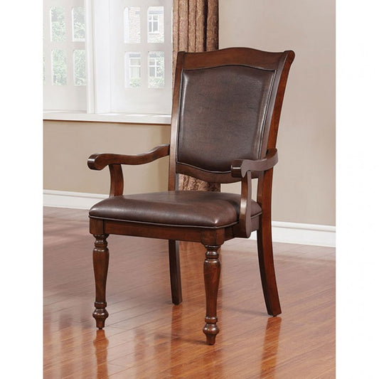FOA Slyvana Traditional Faux Leather Dining Arm Chair - Set of 2