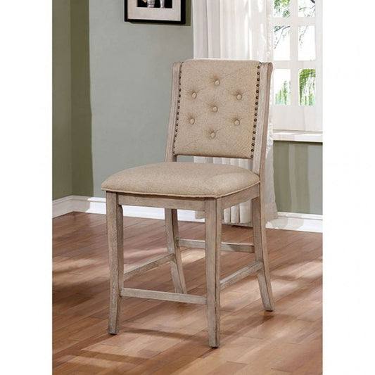 FOA Ledyard Rustic Padded Fabric Seat Counter Height Dining Chair