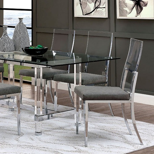 FOA Casper Contemporary Clear Acrylic Legs Set of 2 Dining Side Chair