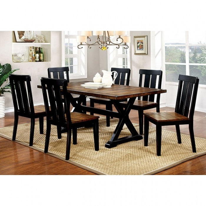 FOA Alana Transitional Plank Design Dining Side Chair - Set of 2