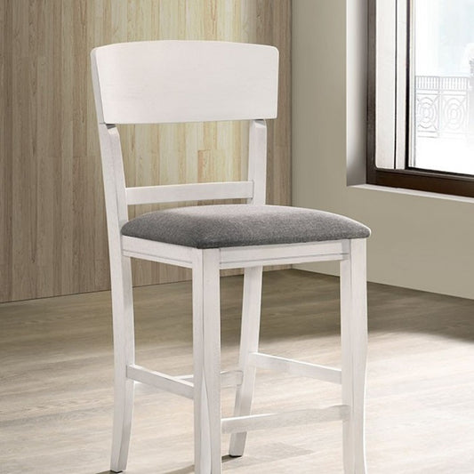 FOA Stacey Transitional White/Gray Counter Height Dining Chair - Set of 2