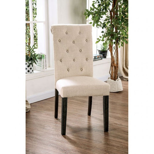 FOA Alfred Rustic Button Tufted Set of 2 Dining Side Chair - Ivory