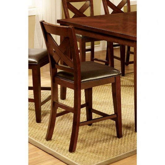 FOA Homedale Transitional Dark Cherry Counter Height Dining Chair - Set of 2