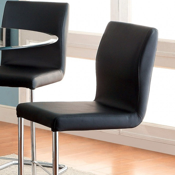 FOA Lodia Contemporary Faux Leather Set of 2 Counter Height Chair - Black
